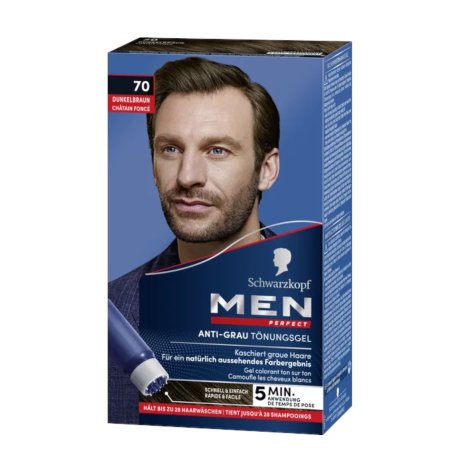 MEN PERFECT  Anti-Grå Tonings-gel   "70 mørkebrun"