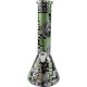 Bong Glas Lige SKULL  Farverig  sort/sølv/grøn  32,5 cm