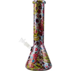 Bong Glas Lige SKULL  Farverig  "CATRINA"  32,5 cm