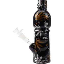 Bong Glasflaske Sort/Cannabis Design    25 cm