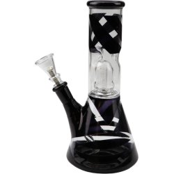 Bong Glas Transparent/sort   20 cm