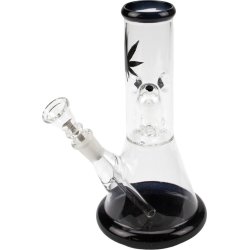 Bong Glas Transparent/sort - blad    20 cm