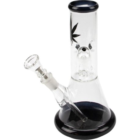 Bong Glas Transparent/sort - blad    20 cm