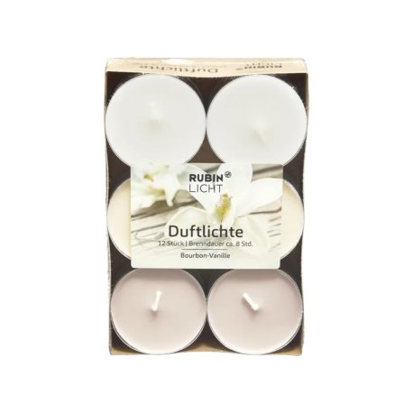 RUBIN LICHT Maxi Duftlys Bourbon-Vanille   12 stk