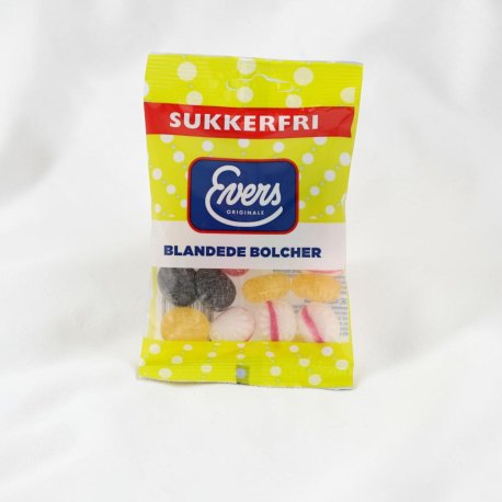Evers Bl. Bolcher 70 gr Sukkerfri