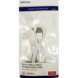 Sinox One Micro USB kabel. 1,0 meter. Hvid