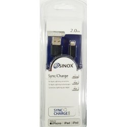 Sinox iMedia Lightning Kabel Med Original Apple Chip. 2,0 meter Sort