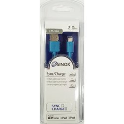 Sinox iMedia Lightning Kabel Med Original Apple Chip. 2,0 meter Blå