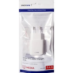 Sinox One USB Oplader. 2,4A. Hvid