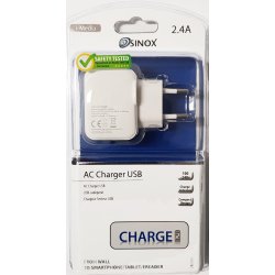 Sinox i-Media USB Oplader. 2,4A. Hvid