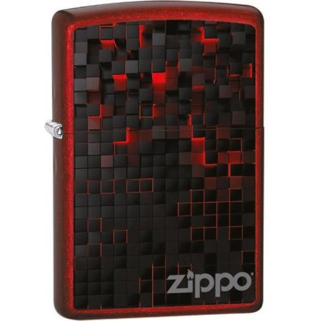 Org.ZIPPO  Candy Apple Rød Farve "Black Cubes Design"